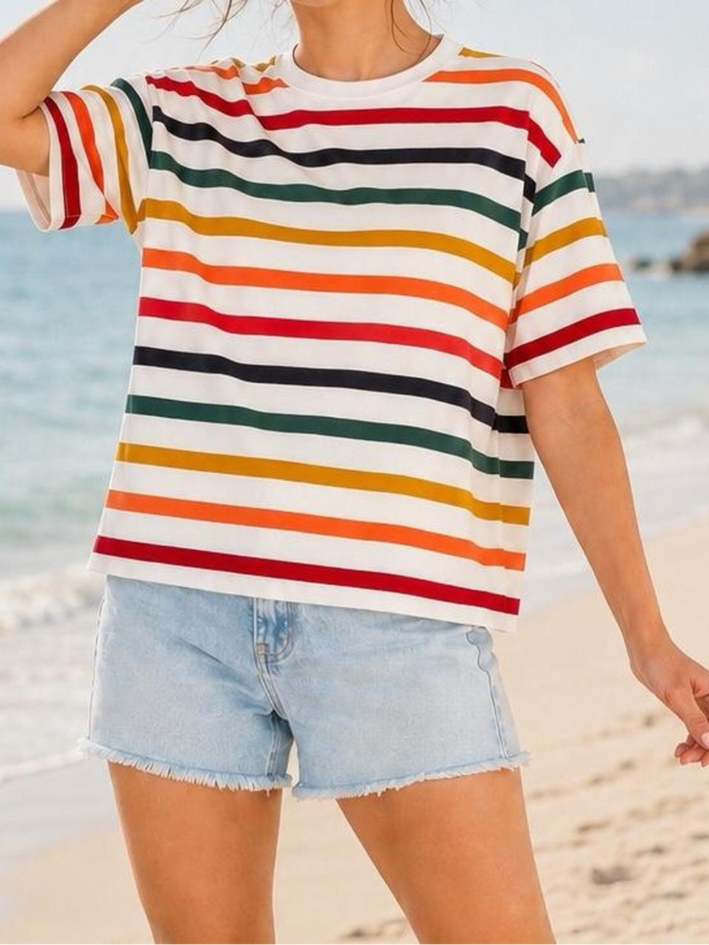 Brandy Melville Multicolor Striped Oversized T-Shirt